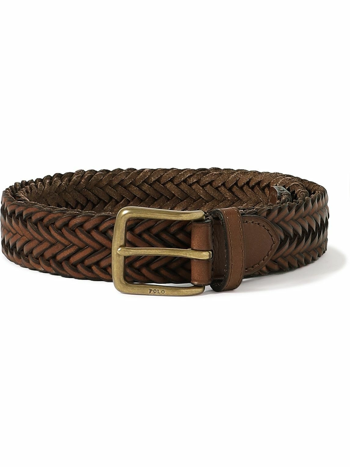 Brown Braided leather belt, Polo Ralph Lauren