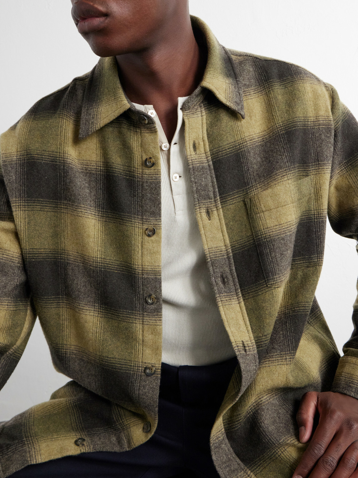 A.P.C. - Malaury Checked Wool-Blend Flannel Shirt - Green