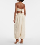 Simkhai Lace-trimmed linen-blend straight pants