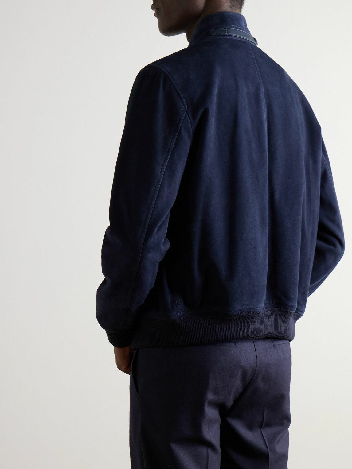TOM FORD - Suede Harrington Jacket - Blue