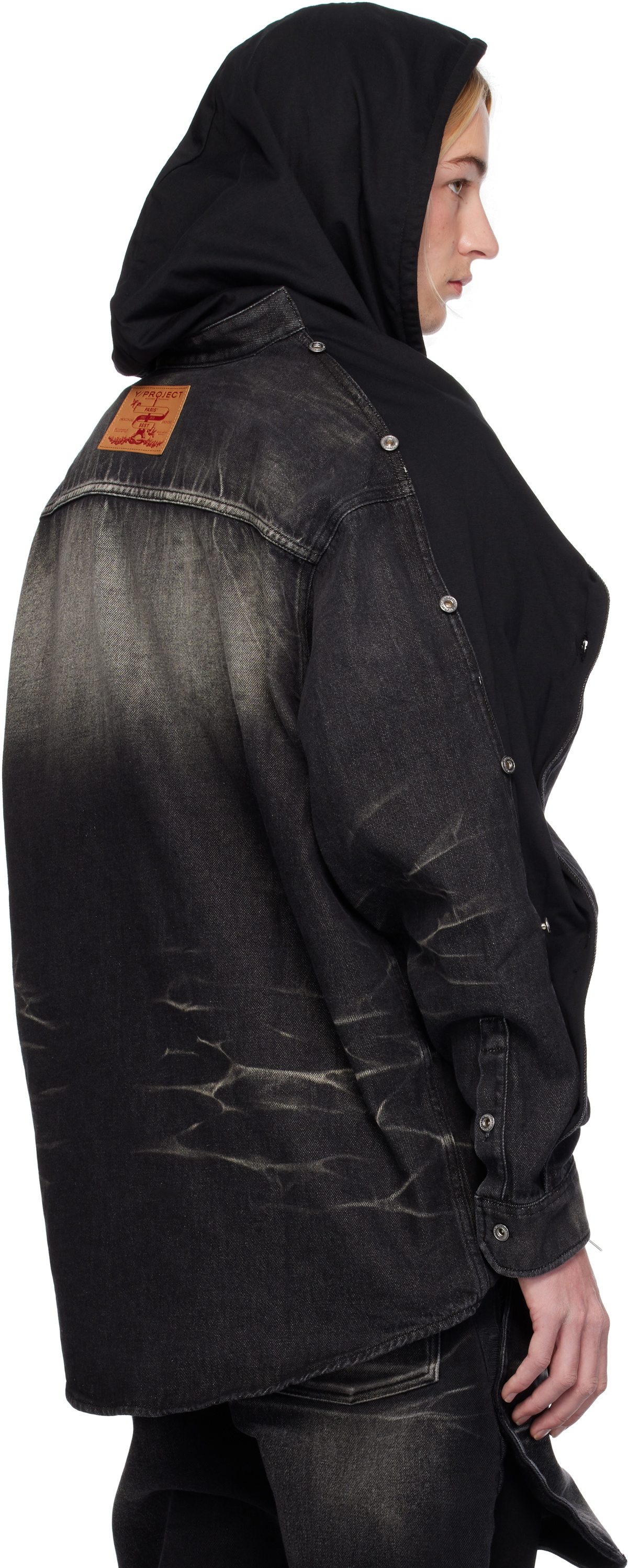 Y/Project Black Insert Hood Denim Shirt