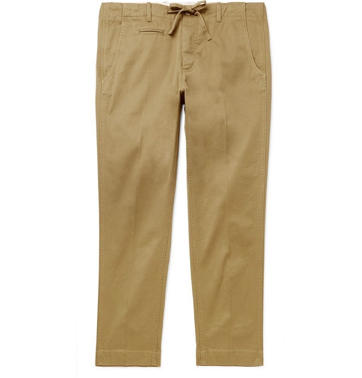 Photo: MAN 1924 - Slim-Fit Tapered Stretch-Cotton Twill Trousers - Men - Beige