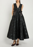 Ganni Floral-jacquard Cloqué Midi Dress Black