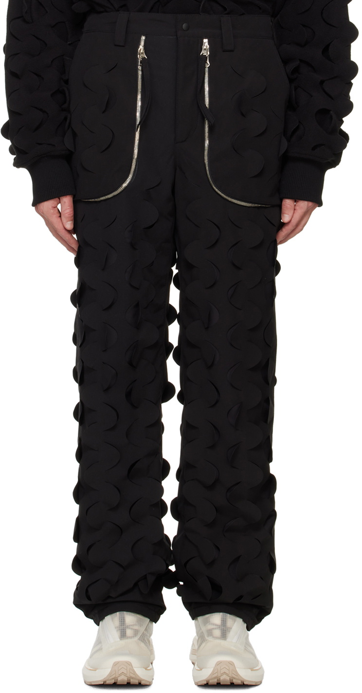 Juntae Kim Black Laser-Slashed Padded Trousers