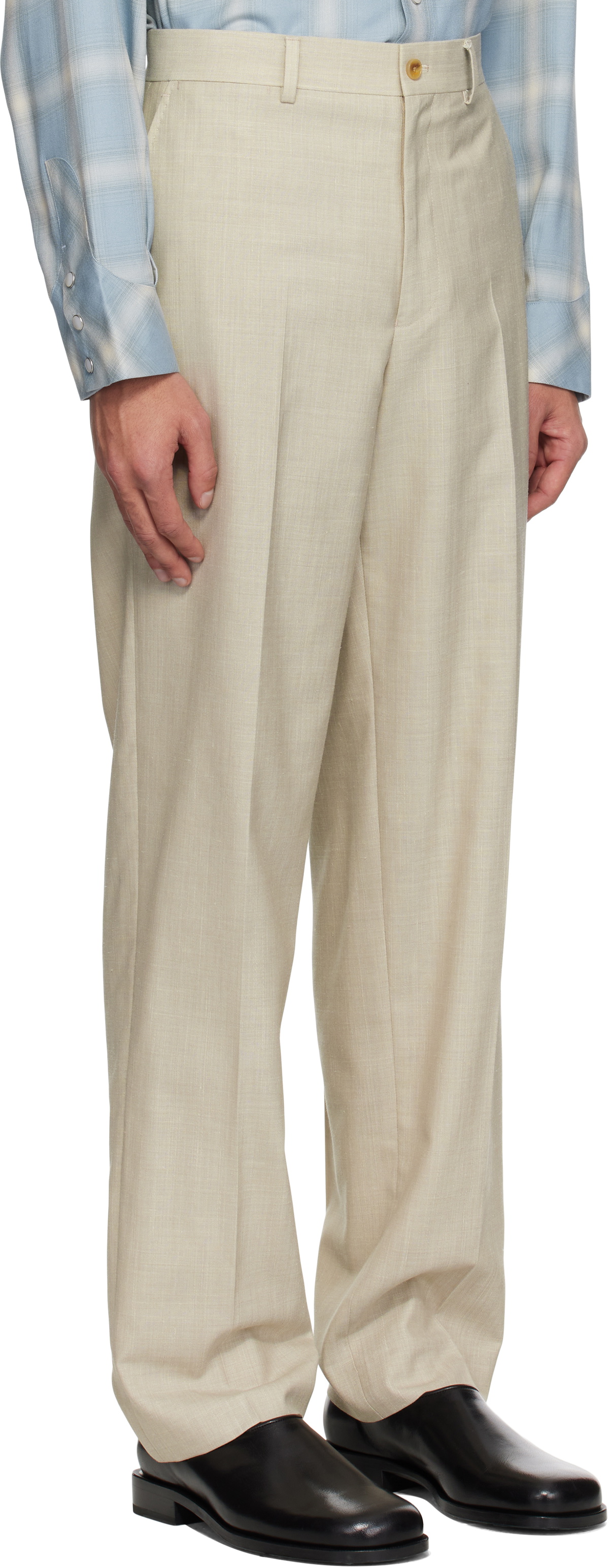 Carter Young Beige Flat Front Trousers