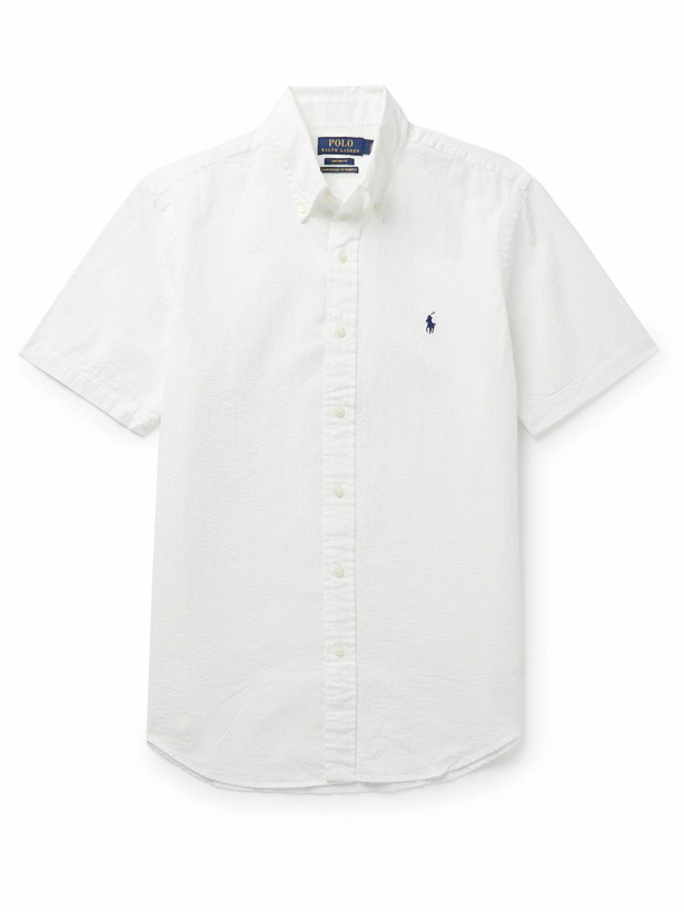 Photo: Polo Ralph Lauren - Button-Down Collar Cotton-Seersucker Shirt - White