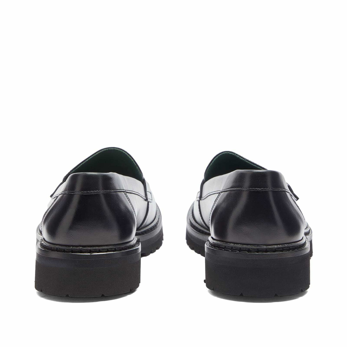 VINNY'S Men's Richee Lug Sole Penny Loafer in Black Crust Leather