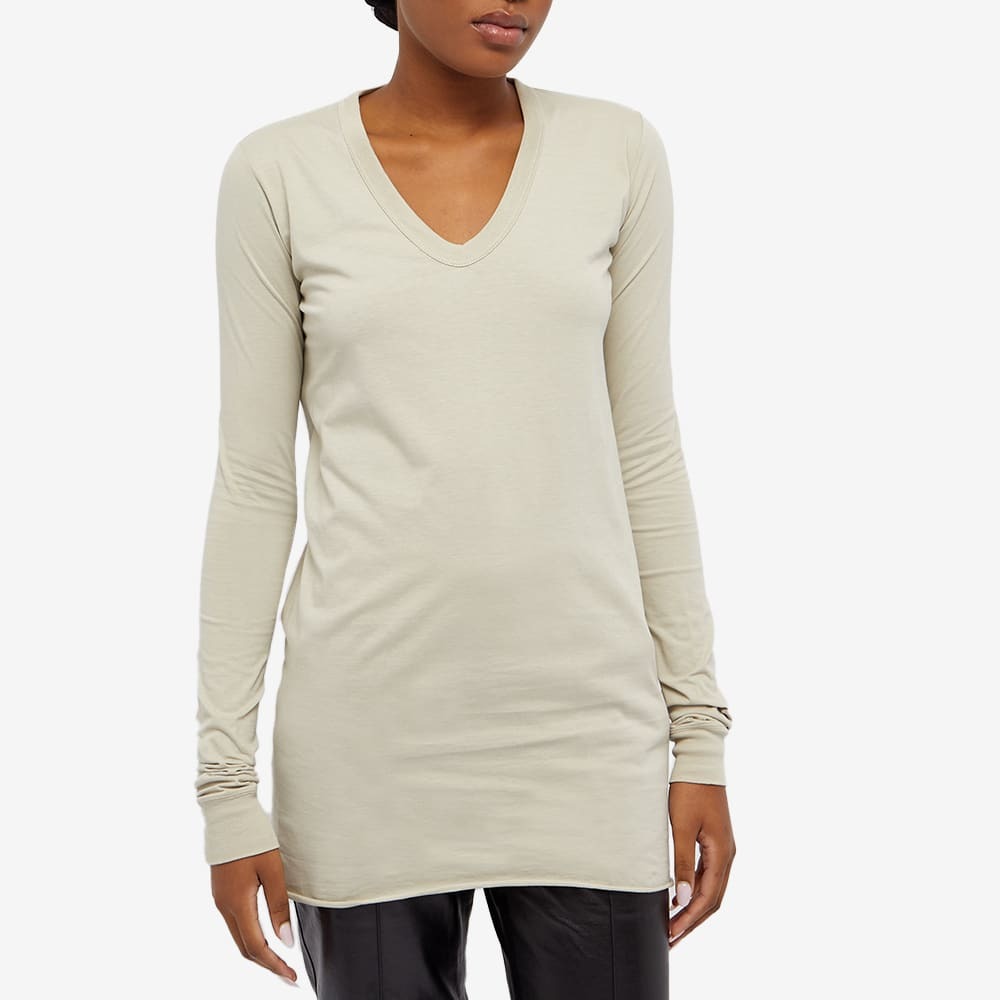 Rick Owens Women's Long Sleeve V Neck T-Shirt in Pearl Rick Owens
