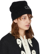 Valentino Garavani Black Wool Lurex VLogo Beanie