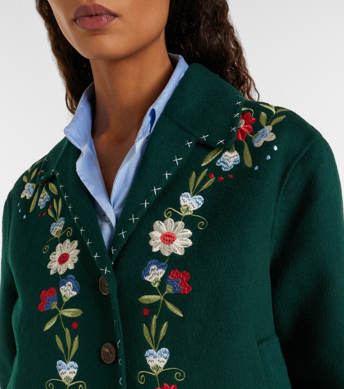 Rixo Jude embroidered wool-blend jacket
