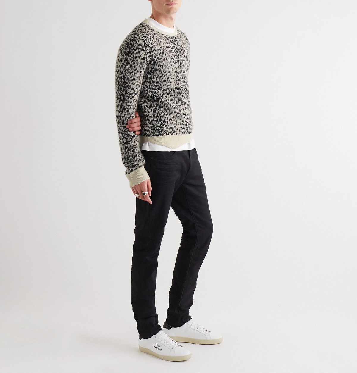 SAINT LAURENT - Distressed Leopard Jacquard Sweater