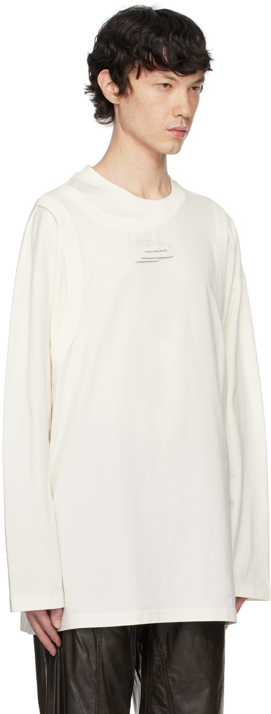 【関税込み】Feng Chen Wang ホワイト カットアウト Tシャツ Feng Chen Wang White Double Neck Jersey T-shirt Feng Chen Wang