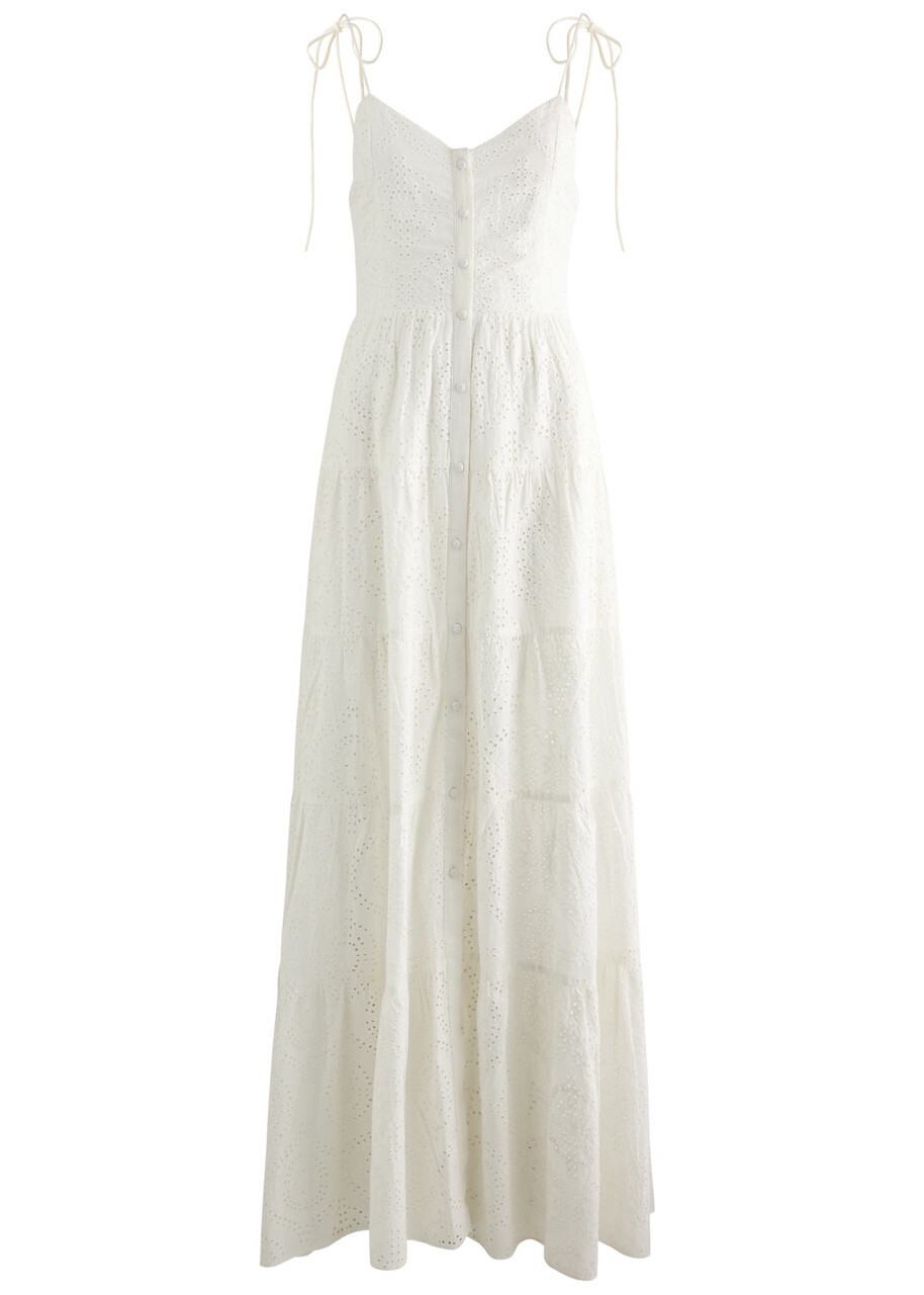 Alice + Olivia Shantella Broderie Anglaise Cotton Maxi Dress Off White Alice + Olivia Alice + Olivia Shantella Broderie Anglaise Cotton Maxi Dress Off White Alice + Olivia