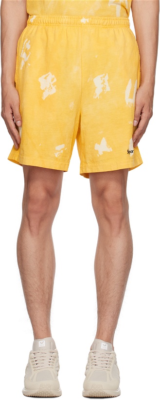Photo: Sporty & Rich Yellow Serif Shorts