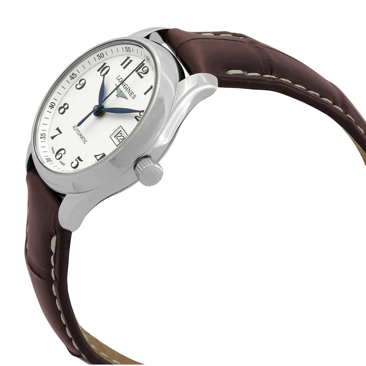 Longines Master Collection Silver Dial Brown Leather Band Stainless Steel Case Automatic Ladies Watch L22574783
