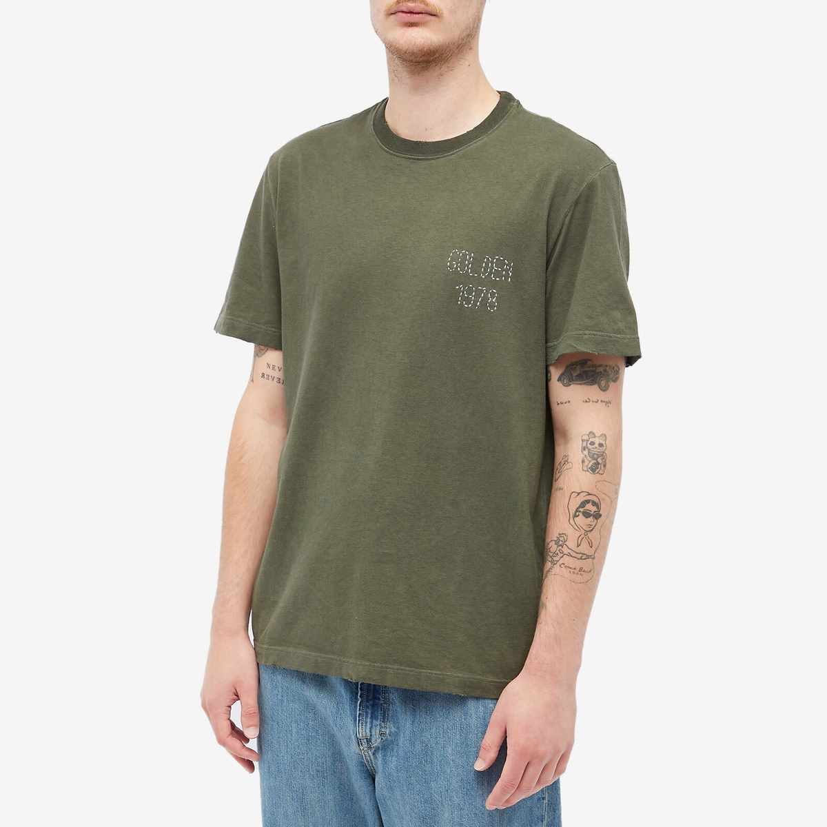 Golden Goose Men's Distressed Golden 1978 Embroidery T-Shirt