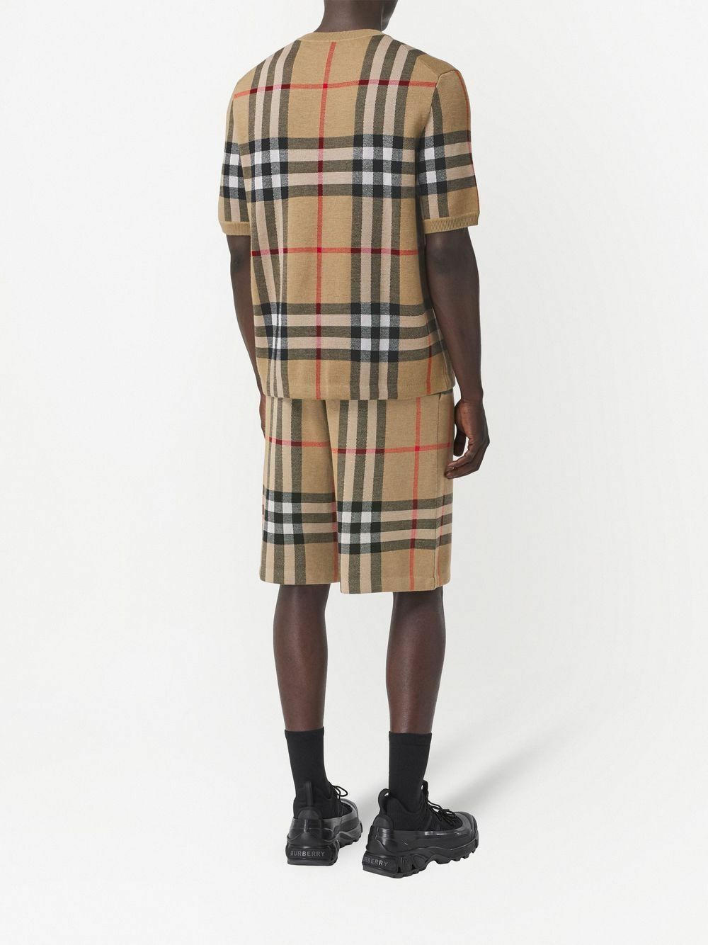 BURBERRY - Check Motif Wool T-shirt Burberry