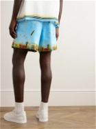Casablanca - Maison Sur Piloti Straight-Leg Printed Silk-Twill Drawstring Shorts - Blue