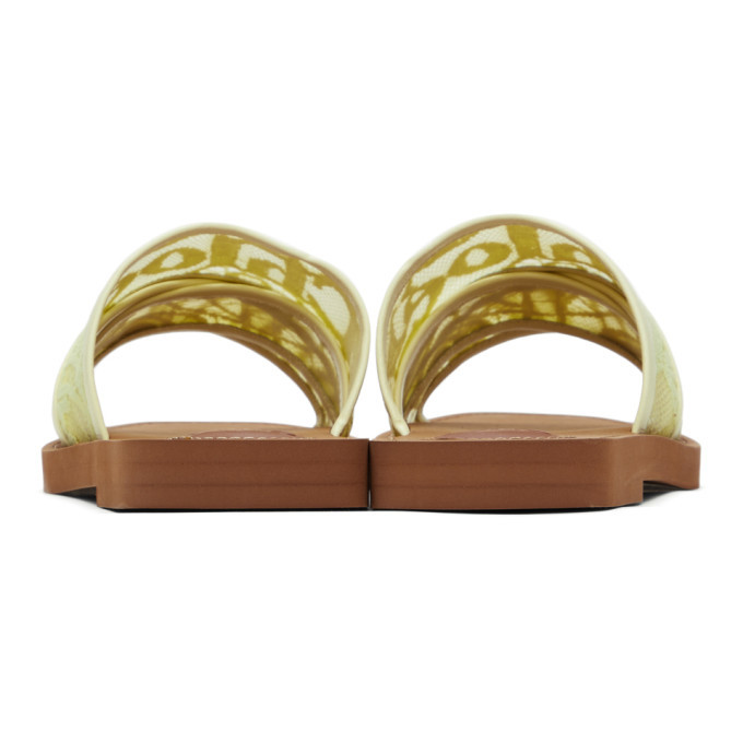 Chloe Yellow Lace Woody Flat Mules Chloe