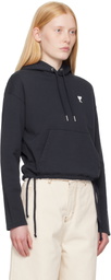 AMI Paris Navy Cotton Ami de Coeur Hoodie