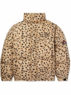 Wacko Maria - Nanga Logo-Embroidered Leopard-Print Quilted Shell Down Jacket - Brown