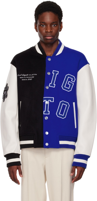 Photo: Axel Arigato Black & Blue Offence Varsity Bomber Jacket