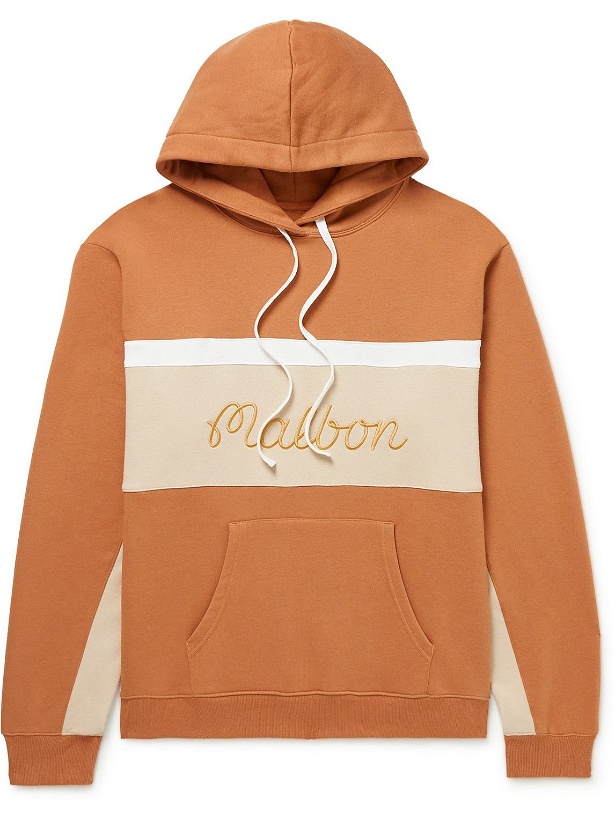 Photo: Malbon Golf - Logo-Embroidered Colour-Block Cotton-Blend Jersey Golf Hoodie - Brown