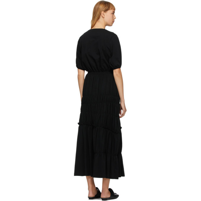 Enfold Black Shirring Tiered Dress