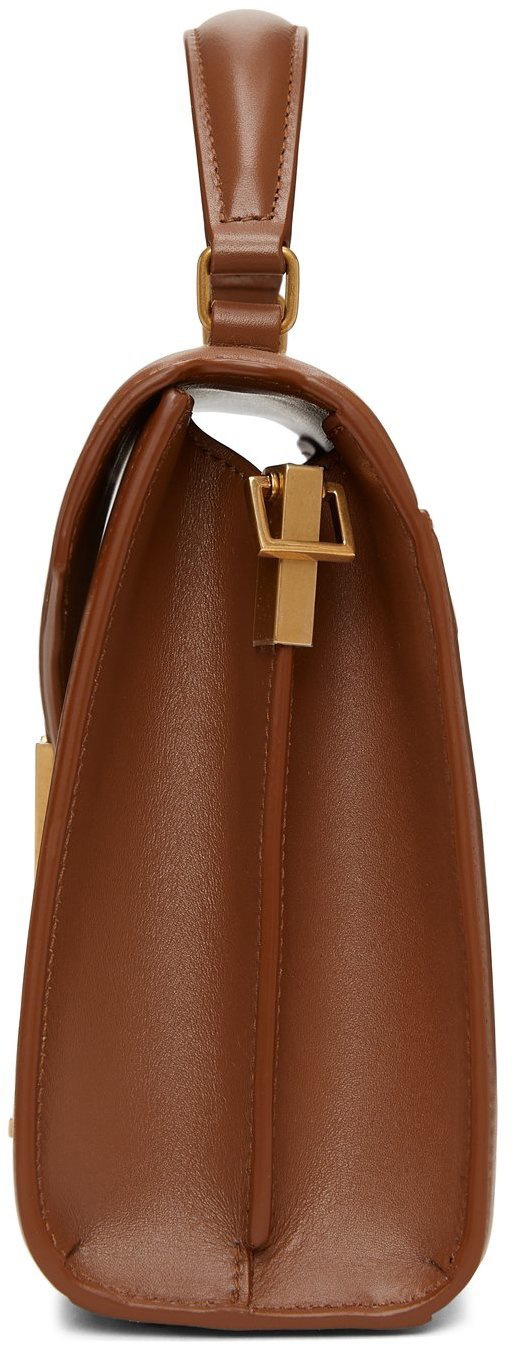 Saint Laurent Cassandra Mini Leather Shoulder Bag Beige Female