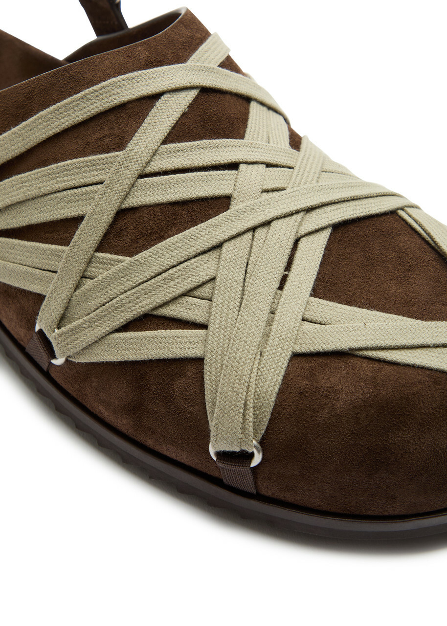 Rick Owens Mega Lace Suede Mules Brown