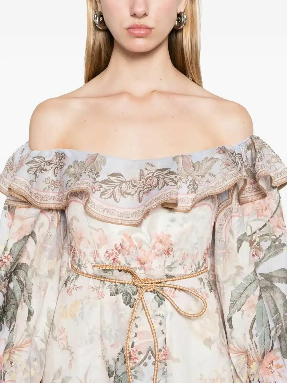 【Zimmermann】Wylie ランタン プリント コットン ミディ Zimmermann Wylie Lantern Cotton Midi-Dress | Saks Fifth Avenue