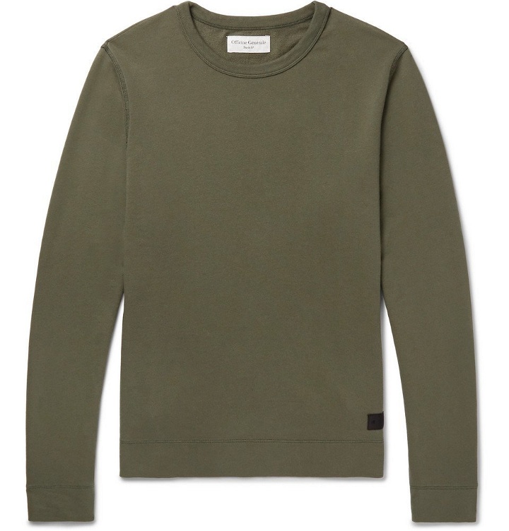 Photo: Officine Generale - Loopback Cotton-Jersey Sweatshirt - Men - Green