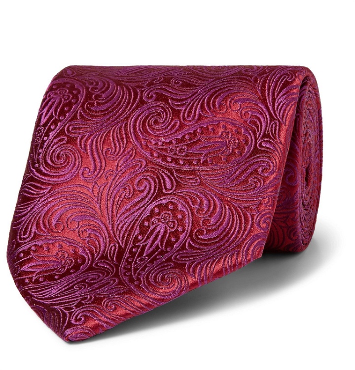 Photo: Charvet - 8.5cm Paisley-Embroidered Silk Tie - Burgundy