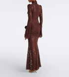 De La Vali Bodita draped cotton-blend lace gown