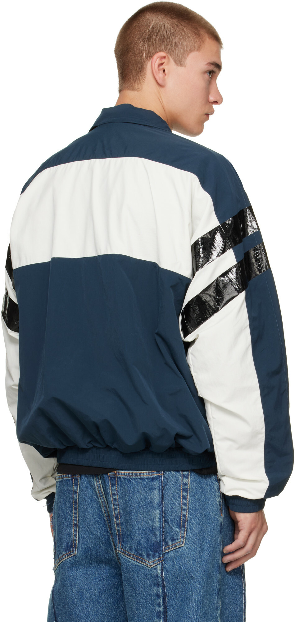 VETEMENTS Navy Tape Track Jacket