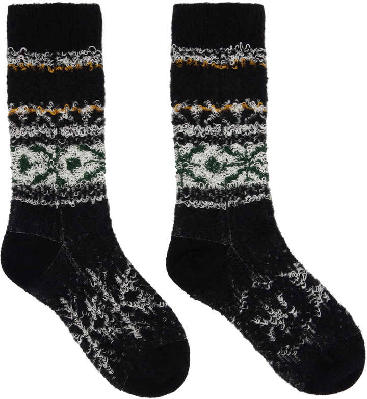 Photo: sacai Black Pattern Knit Jacquard Socks