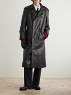 Enfants Riches Déprimés - Double-Breasted Embellished Leather Trench Coat - Black