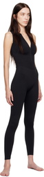 SKIMS Black Contour Nylon Front Zip Catsuit