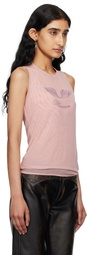 Blumarine Pink Crystal-Cut Tank Top