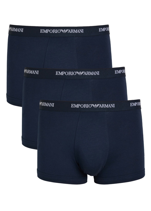 Photo: Emporio Armani Logo-jacquard Stretch-cotton Trunks set of Three Navy