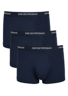 Emporio Armani Logo-jacquard Stretch-cotton Trunks set of Three Navy