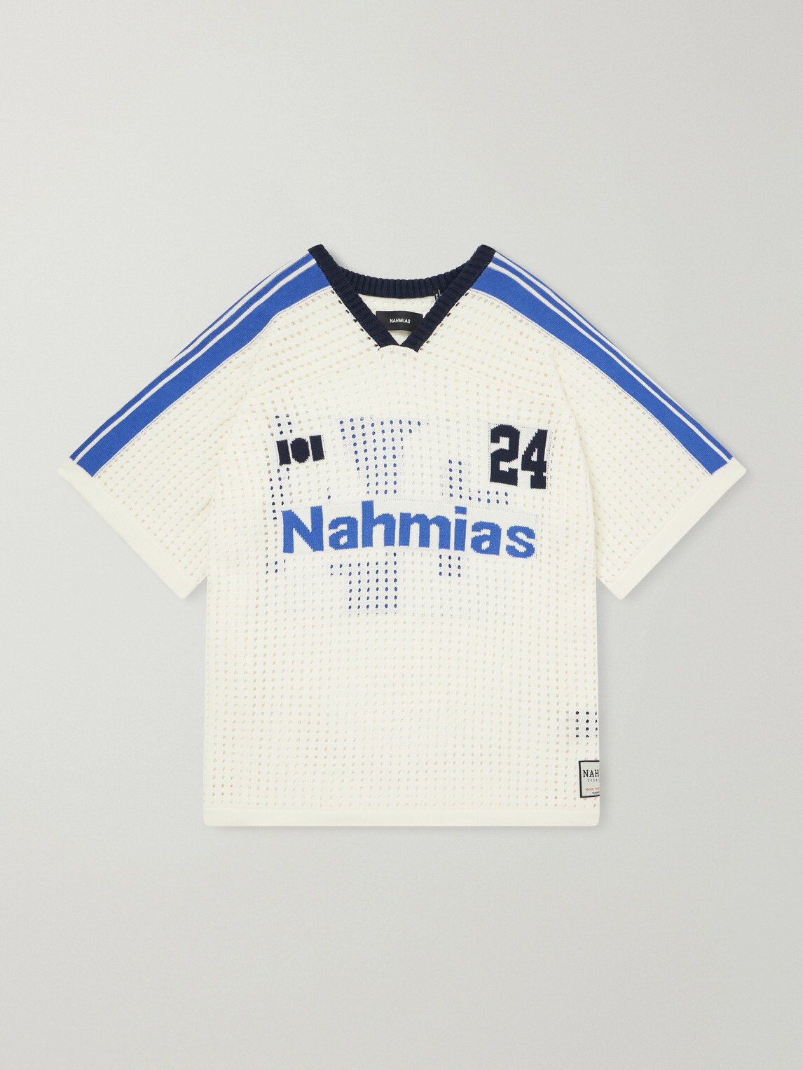 NAHMIAS - Logo-Jacquard Perforated Cotton T-Shirt - White