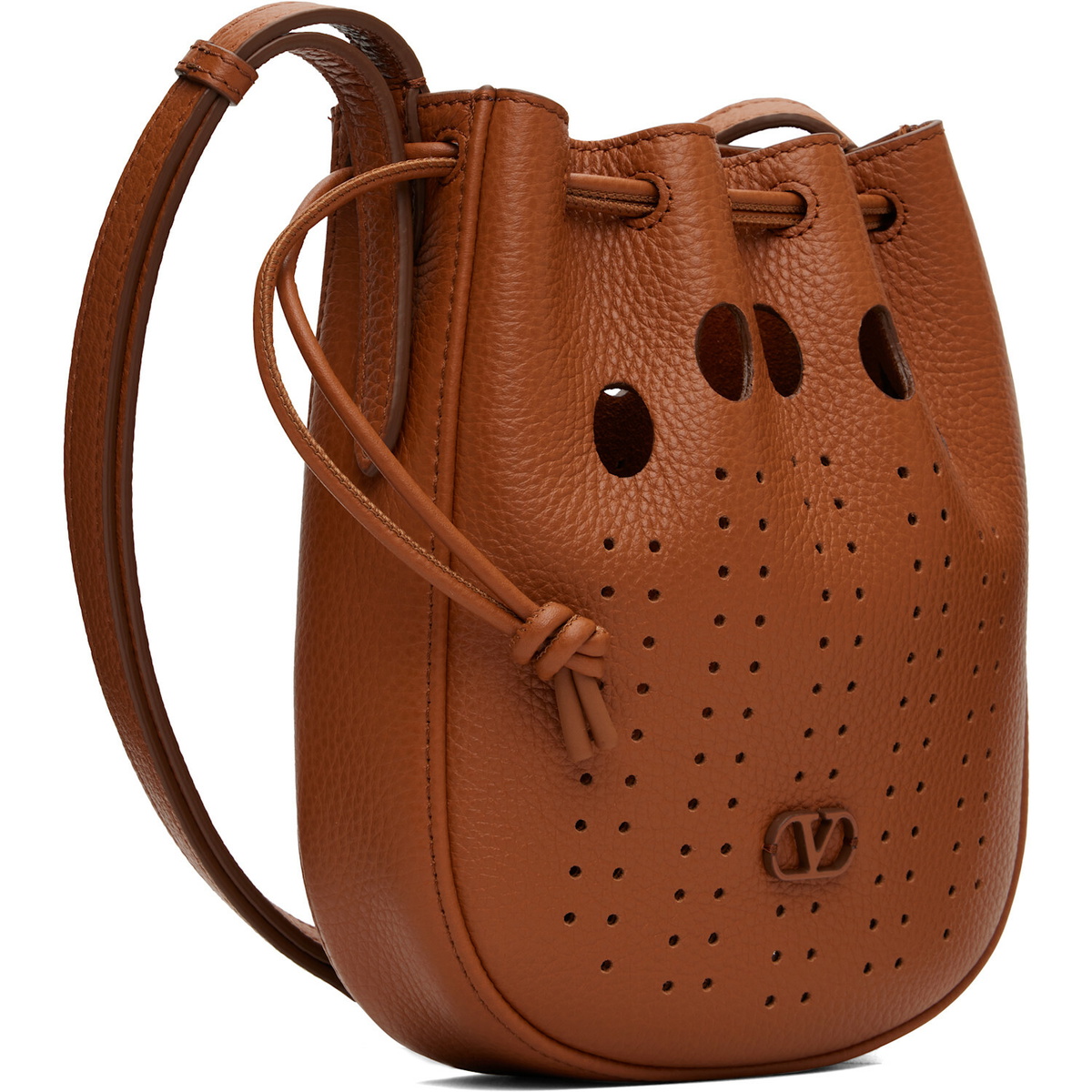 Valentino Garavani Brown Medium Drawstring VLogo Signature Bag