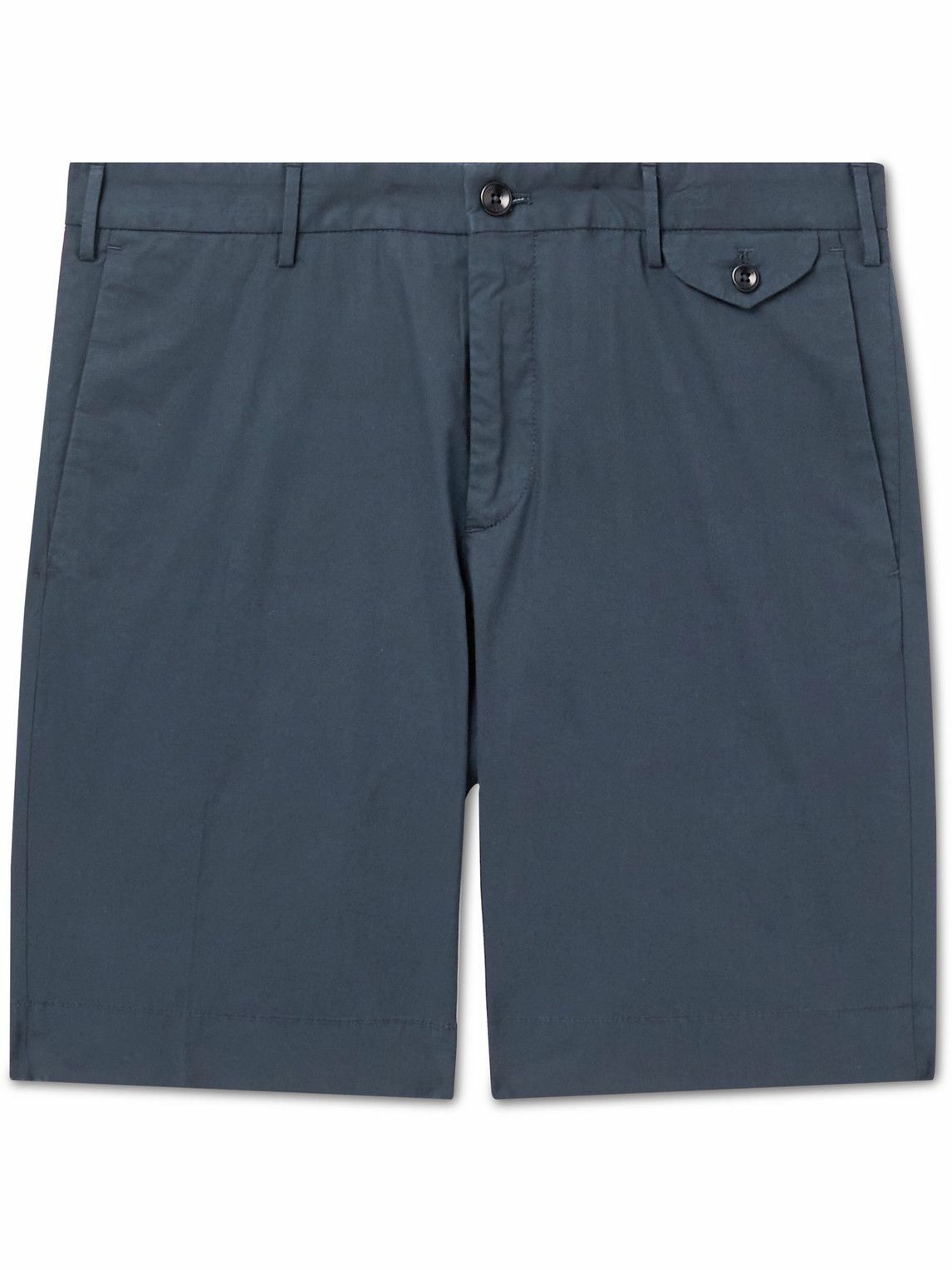 Incotex - Slim-Fit Stretch-Cotton Poplin Bermuda Shorts - Blue Incotex