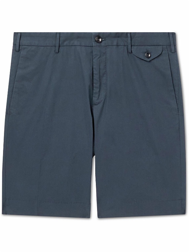 Photo: Incotex - Slim-Fit Stretch-Cotton Poplin Bermuda Shorts - Blue