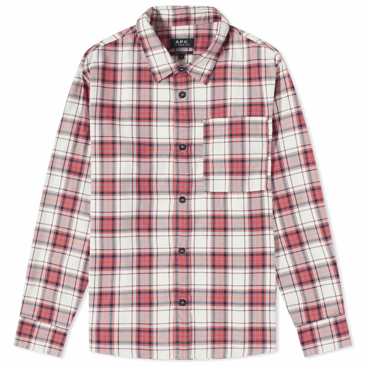 Photo: A.P.C. Men's Graham Check Overshirt in Ecru