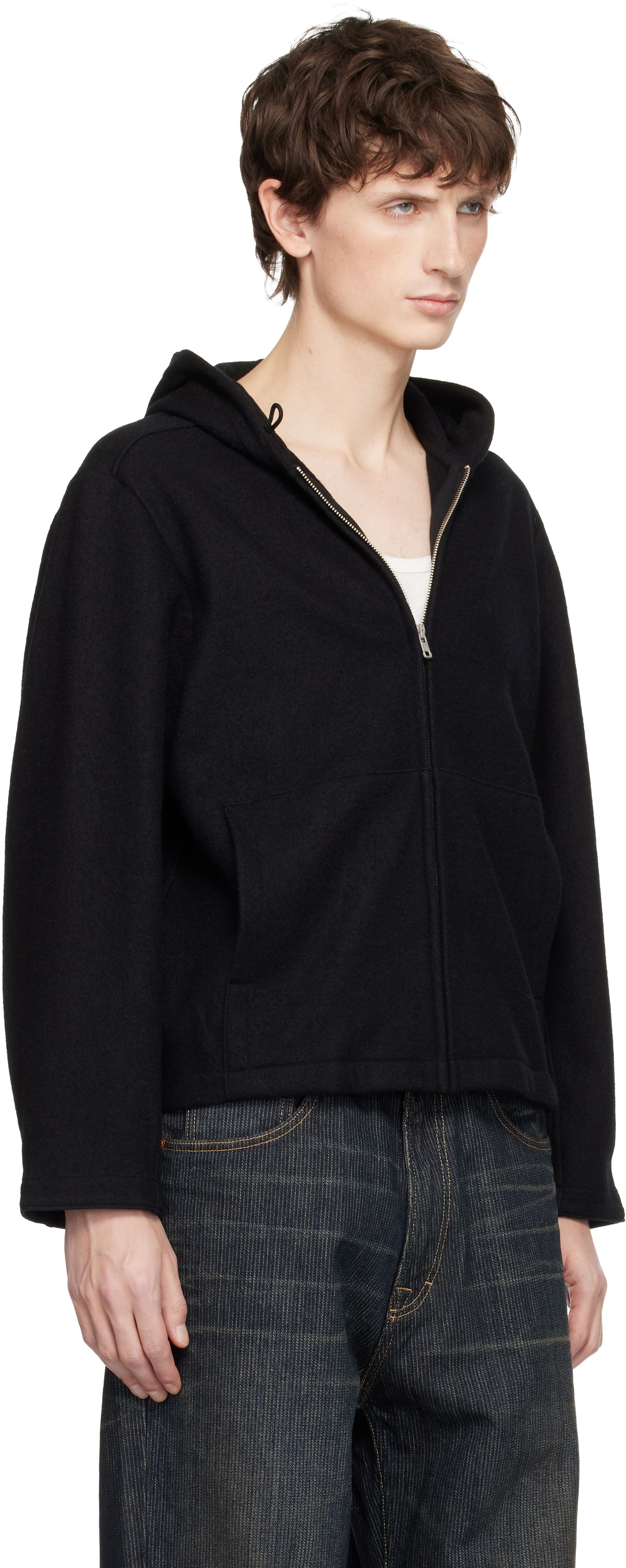 Lady White Co. Black Wool Zip Hoodie