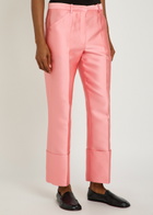 Calvin Klein Eva Turn-up Duchess-satin Trousers Pink