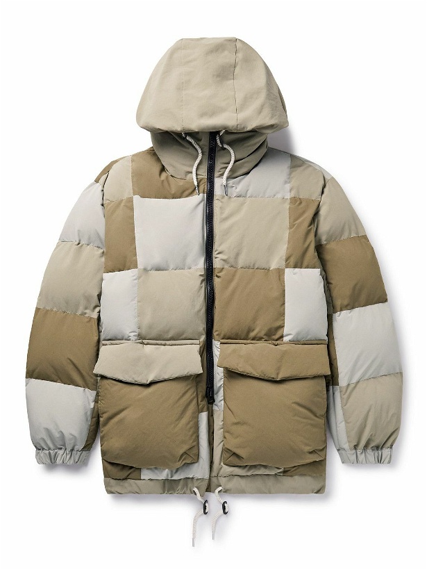 Photo: Sacai - Padded Patchwork Shell Hooded Jacket - Neutrals
