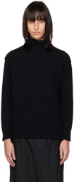 Isabel Benenato Black Distressed Turtleneck